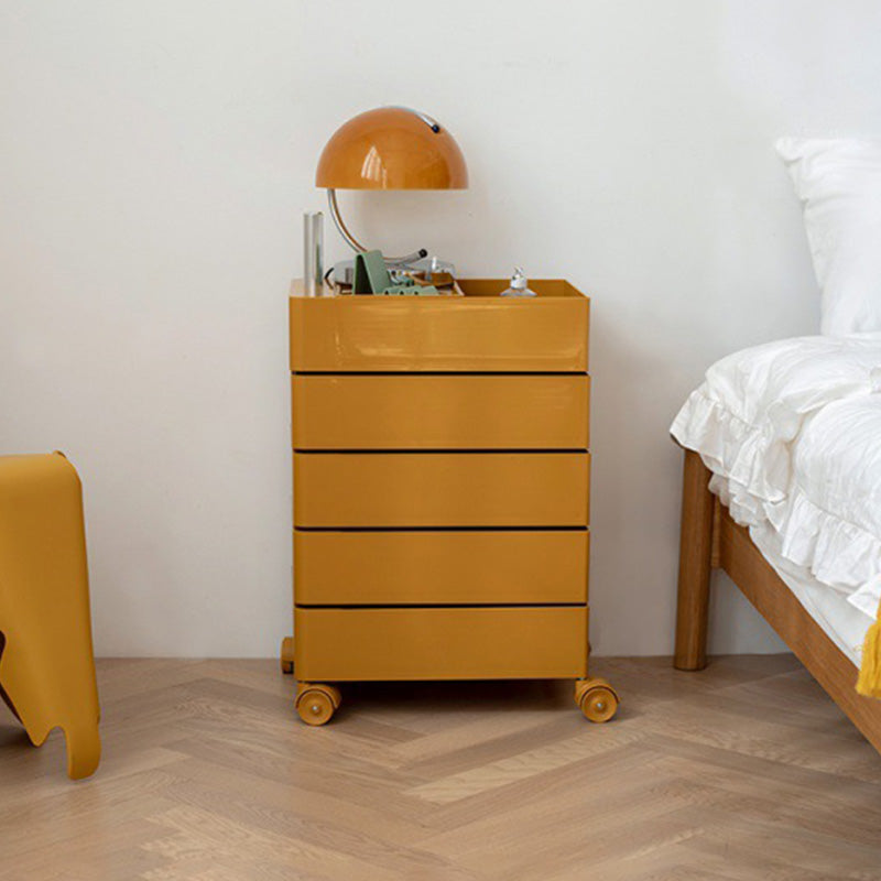 Modern Colored 5 - Drawer Plastic Nightstand Or End Table with Casters