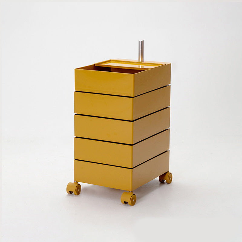 Modern Colored 5 - Drawer Plastic Nightstand Or End Table with Casters