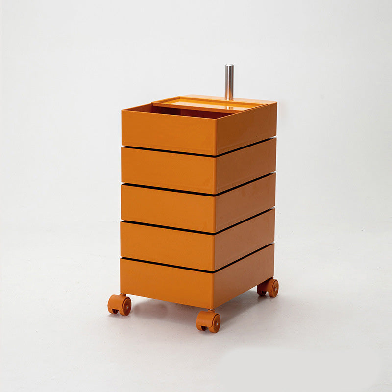 Modern Colored 5 - Drawer Plastic Nightstand Or End Table with Casters