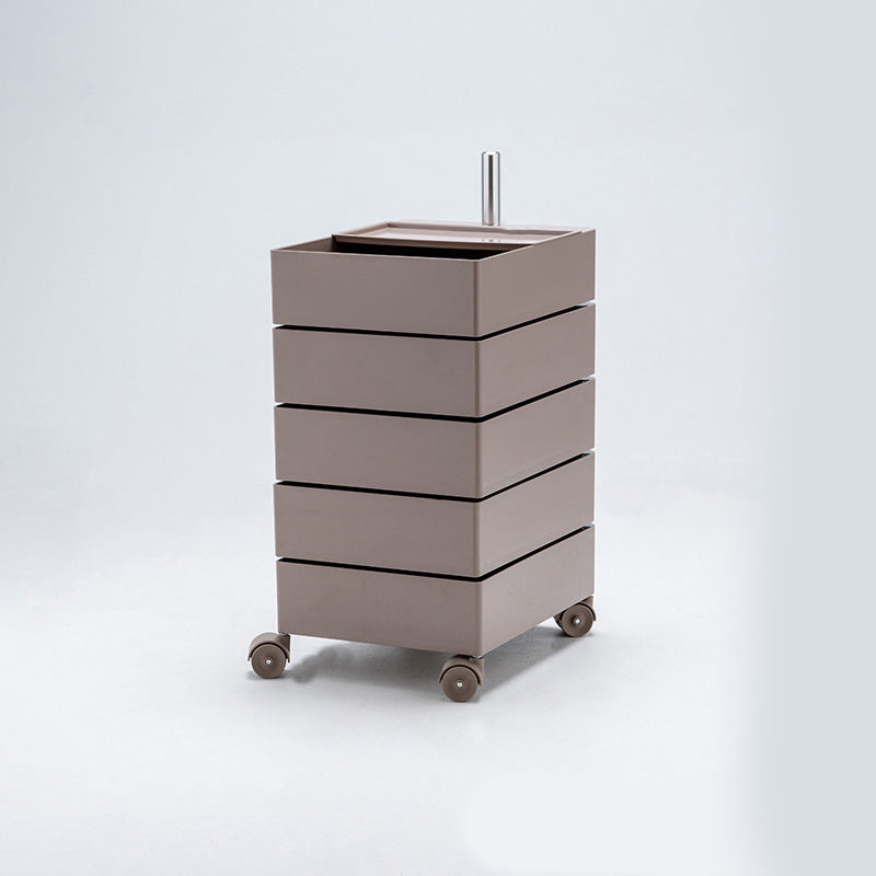 Modern Colored 5 - Drawer Plastic Nightstand Or End Table with Casters