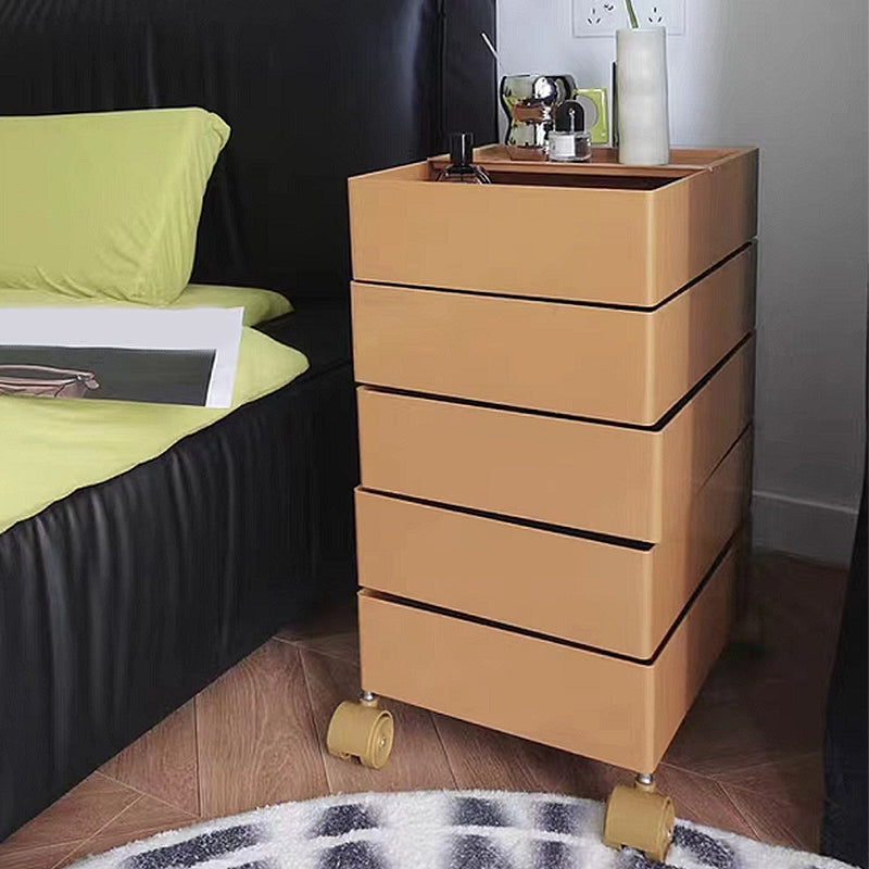 Modern Colored 5 - Drawer Plastic Nightstand Or End Table with Casters