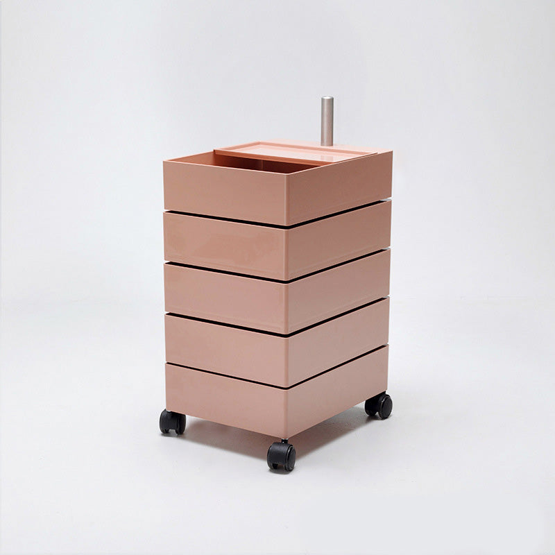 Modern Colored 5 - Drawer Plastic Nightstand Or End Table with Casters