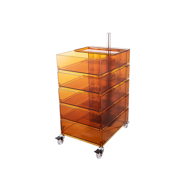 Modern Colored 5 - Drawer Plastic Nightstand Or End Table with Casters