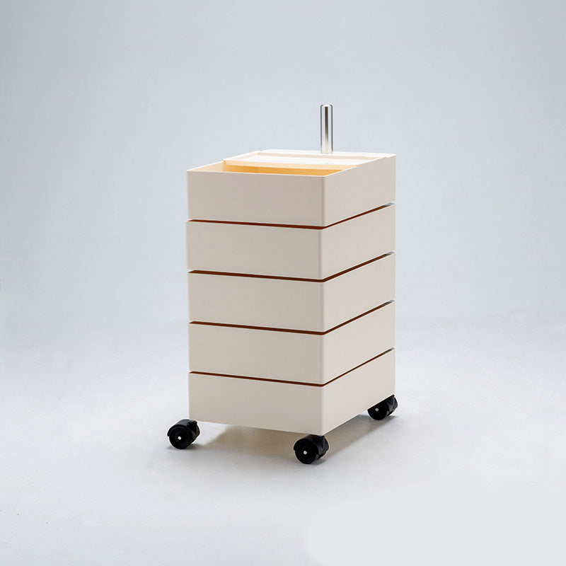 Modern Colored 5 - Drawer Plastic Nightstand Or End Table with Casters