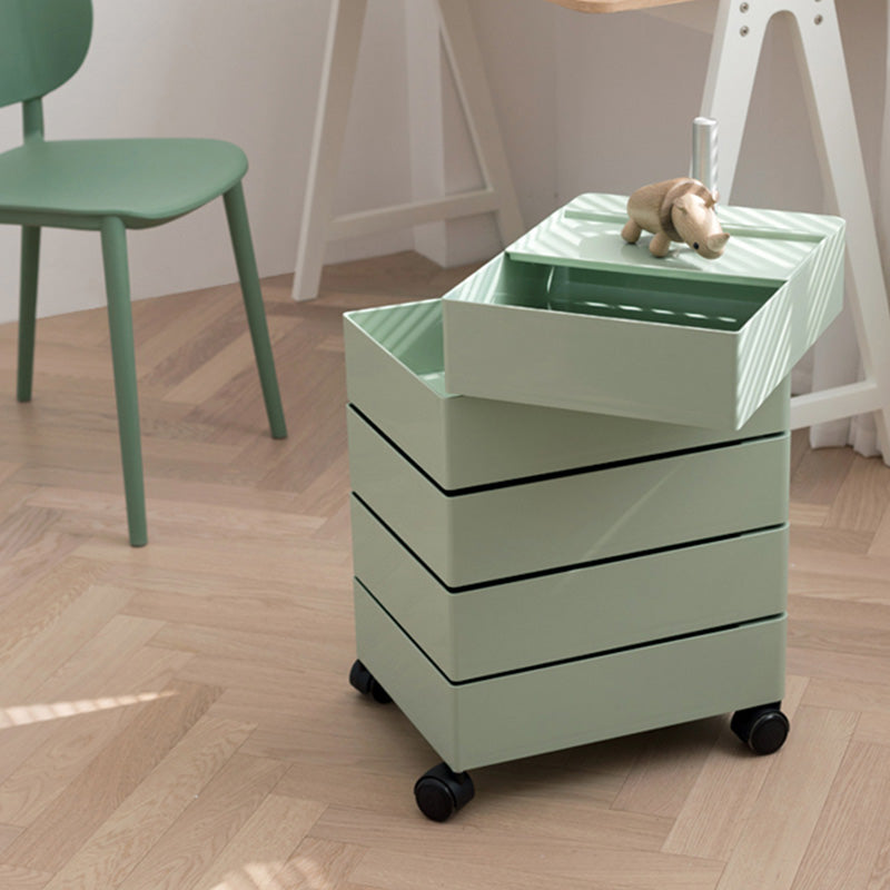 Modern Colored 5 - Drawer Plastic Nightstand Or End Table with Casters