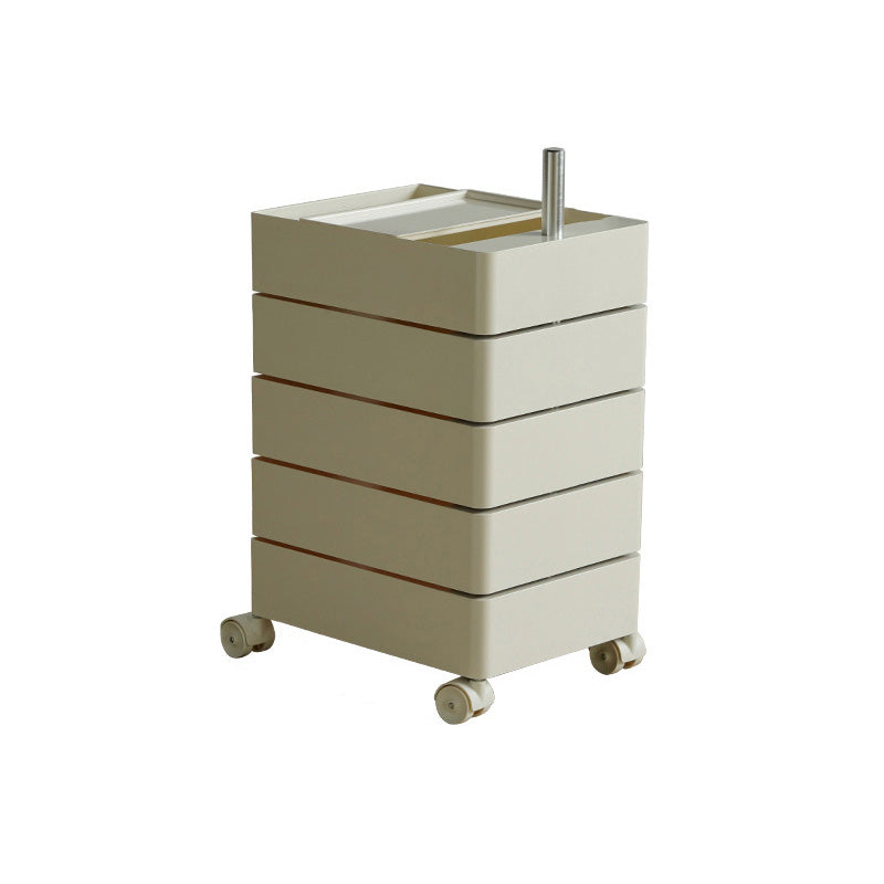 Modern Colored 5 - Drawer Plastic Nightstand Or End Table with Casters
