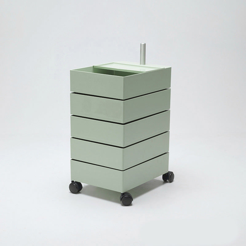 Modern Colored 5 - Drawer Plastic Nightstand Or End Table with Casters