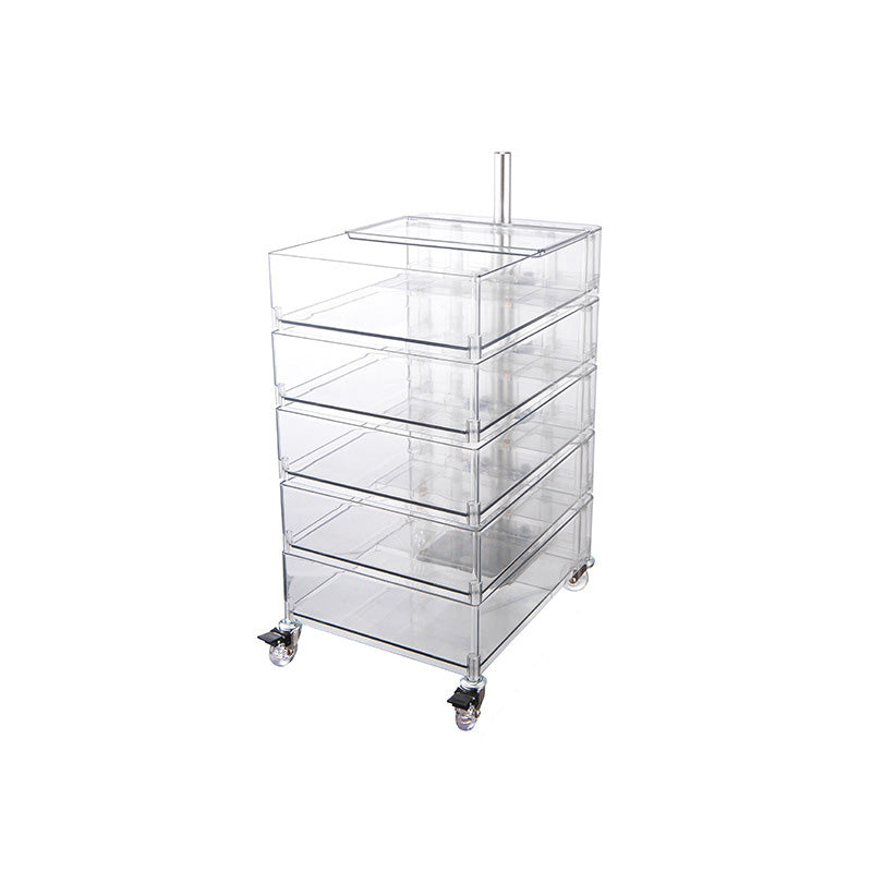 Modern Colored 5 - Drawer Plastic Nightstand Or End Table with Casters