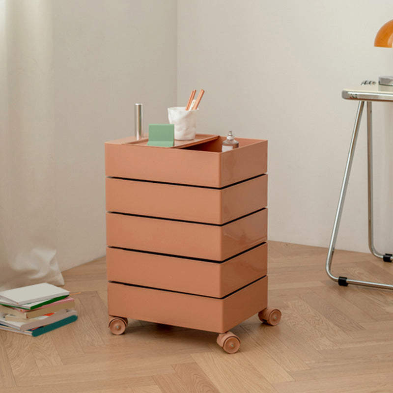 Modern Colored 5 - Drawer Plastic Nightstand Or End Table with Casters