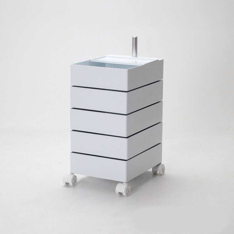 Modern Colored 5 - Drawer Plastic Nightstand Or End Table with Casters