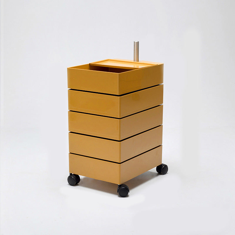 Modern Colored 5 - Drawer Plastic Nightstand Or End Table with Casters