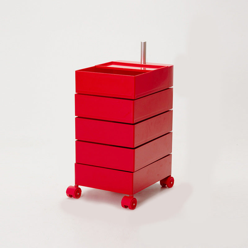 Modern Colored 5 - Drawer Plastic Nightstand Or End Table with Casters