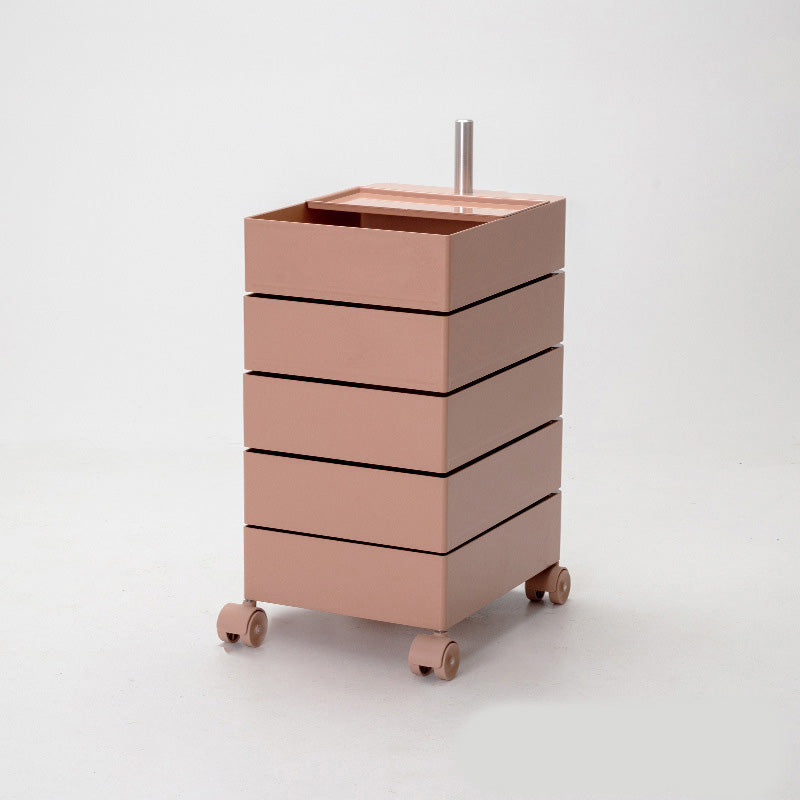 Modern Colored 5 - Drawer Plastic Nightstand Or End Table with Casters