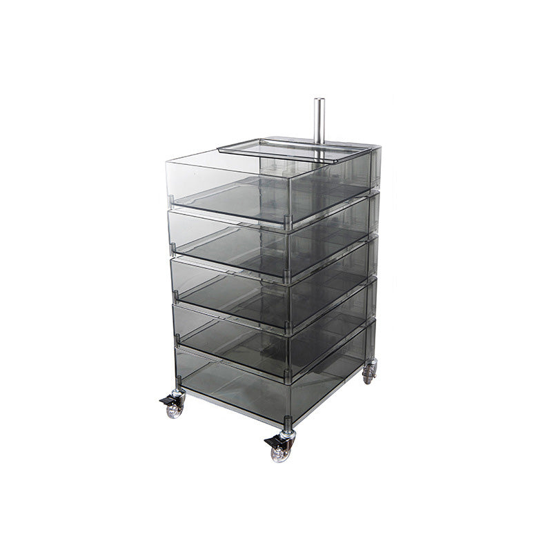 Modern Colored 5 - Drawer Plastic Nightstand Or End Table with Casters