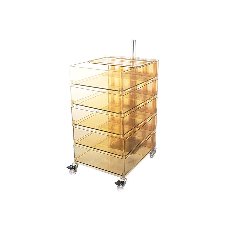 Modern Colored 5 - Drawer Plastic Nightstand Or End Table with Casters