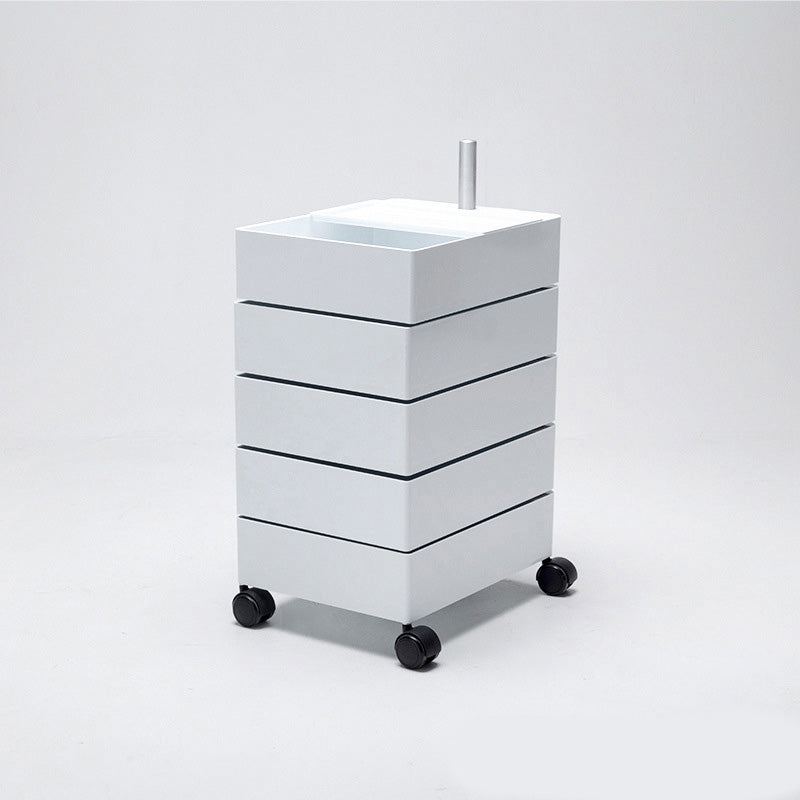 Modern Colored 5 - Drawer Plastic Nightstand Or End Table with Casters