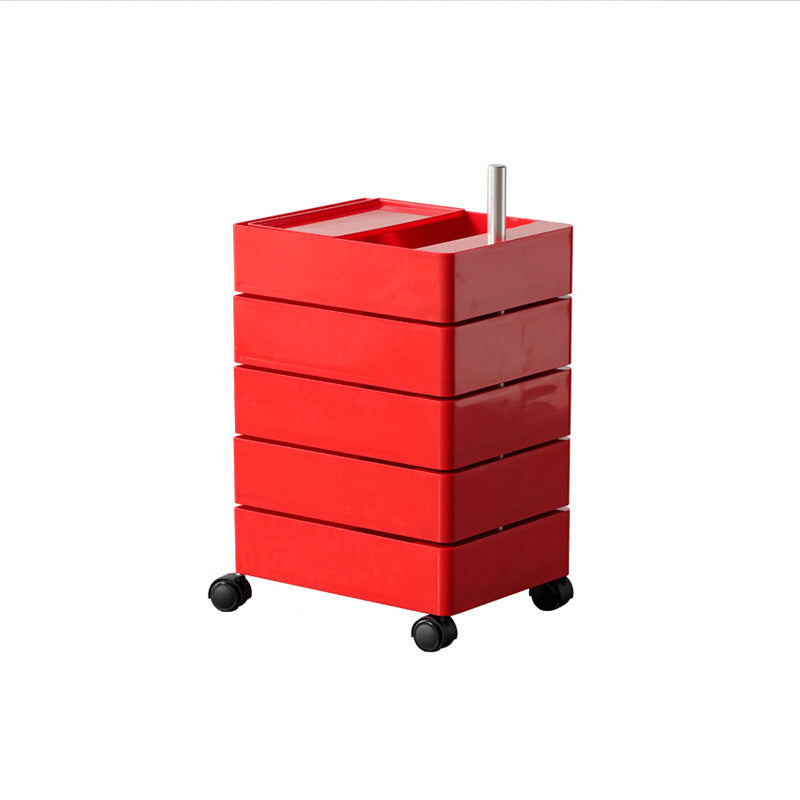 Modern Colored 5 - Drawer Plastic Nightstand Or End Table with Casters