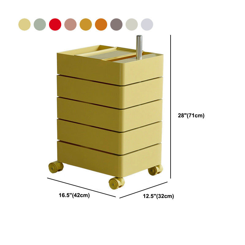 Modern Colored 5 - Drawer Plastic Nightstand Or End Table with Casters