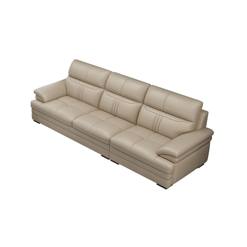 Pillow Top Arm Sectional Sofa 37.4"High Leather Cushion Back Sofa,Beige