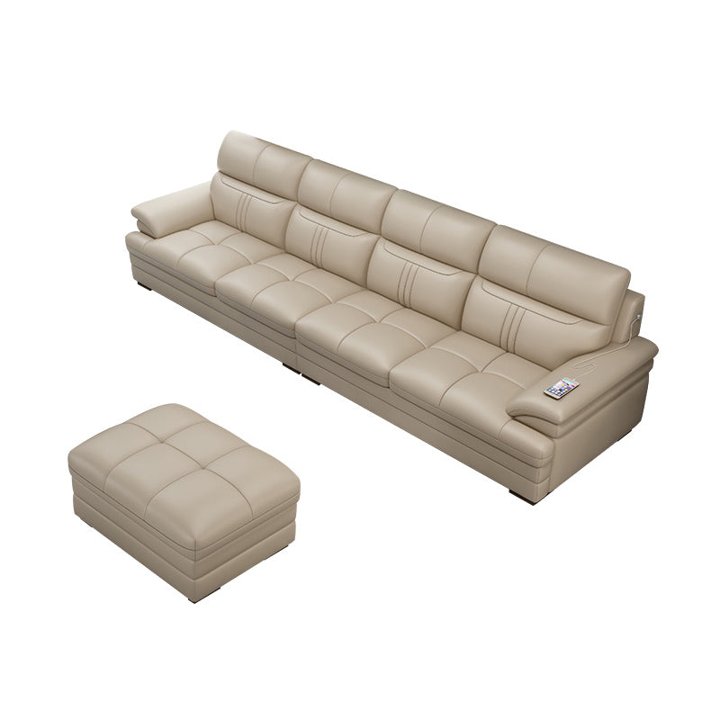 Pillow Top Arm Sectional Sofa 37.4"High Leather Cushion Back Sofa,Beige
