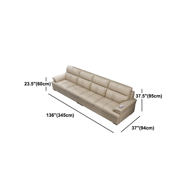 Pillow Top Arm Sectional Sofa 37.4"High Leather Cushion Back Sofa,Beige