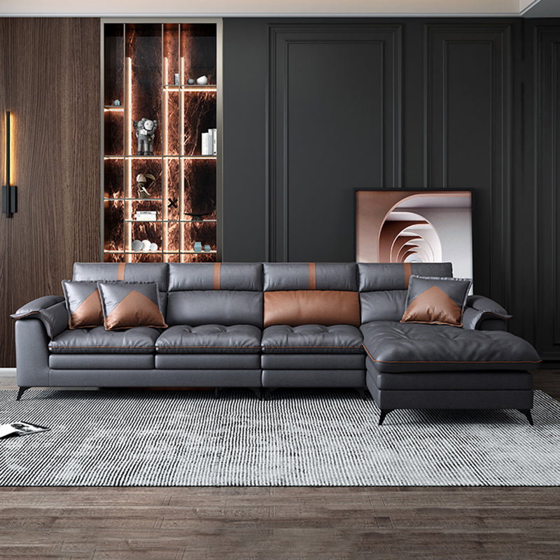 Pillow Top Arm Sectional Sofa 37.4"High Fabric Adjustable Cushion Back Sofa