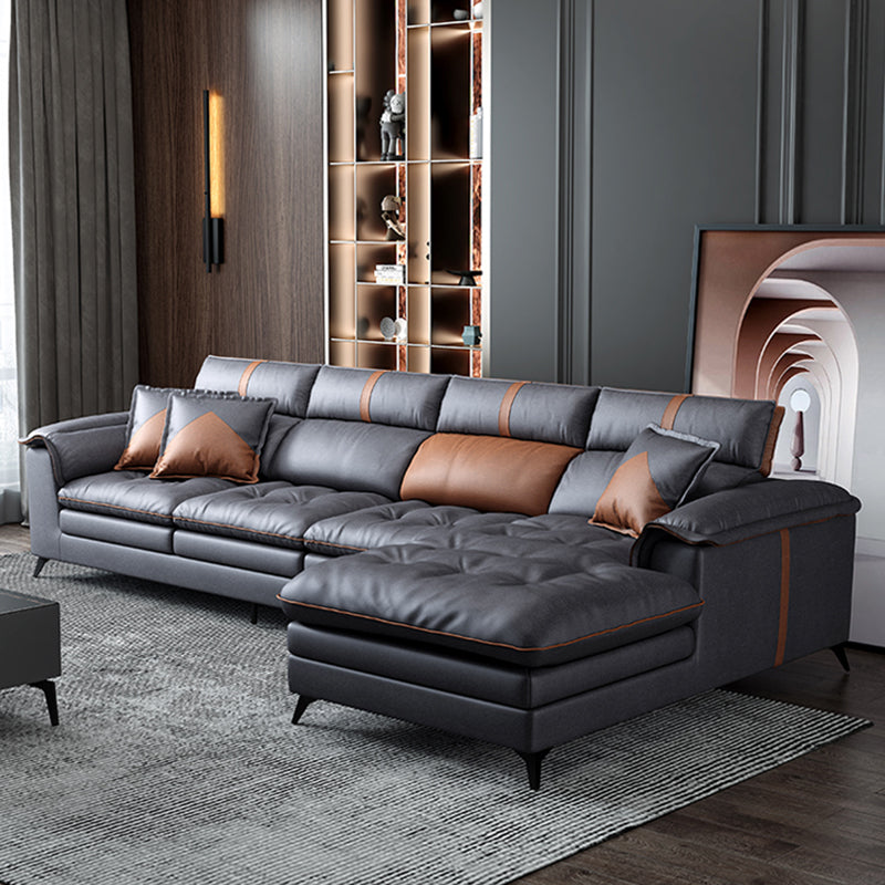 Pillow Top Arm Sectional Sofa 37.4"High Fabric Adjustable Cushion Back Sofa