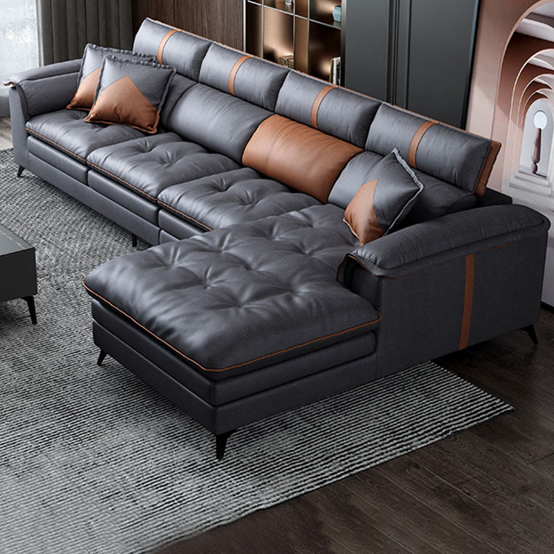 Pillow Top Arm Sectional Sofa 37.4"High Fabric Adjustable Cushion Back Sofa