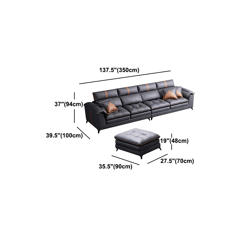 Pillow Top Arm Sectional Sofa 37.4"High Fabric Adjustable Cushion Back Sofa
