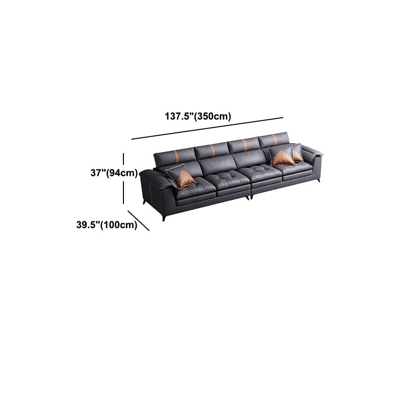 Pillow Top Arm Sectional Sofa 37.4"High Fabric Adjustable Cushion Back Sofa