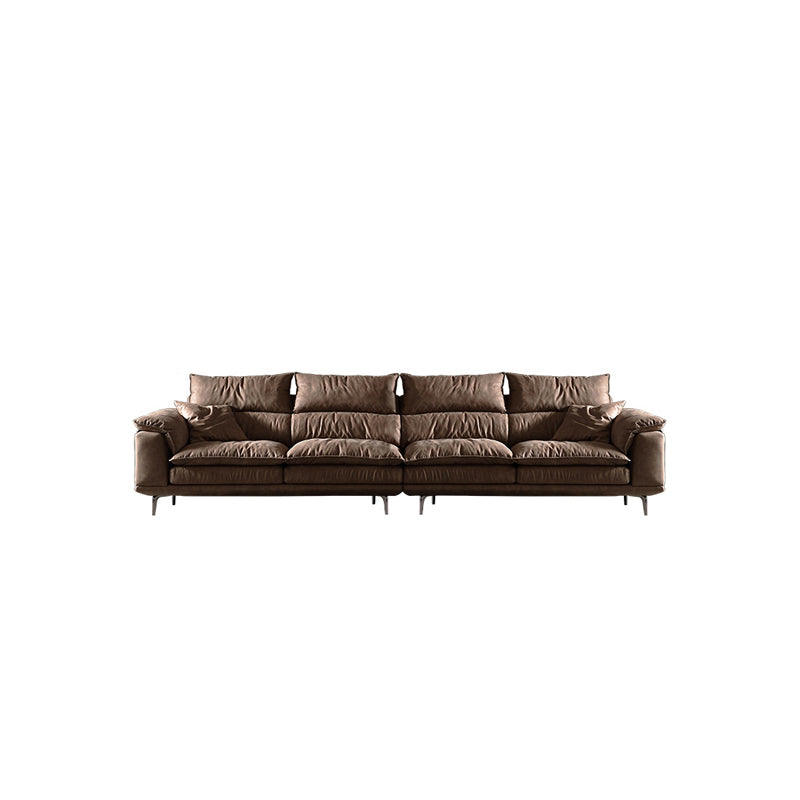 Fabric Pillow Top Arm Sectional Sofa 37.4"High Cushion Back Sofa,Brown