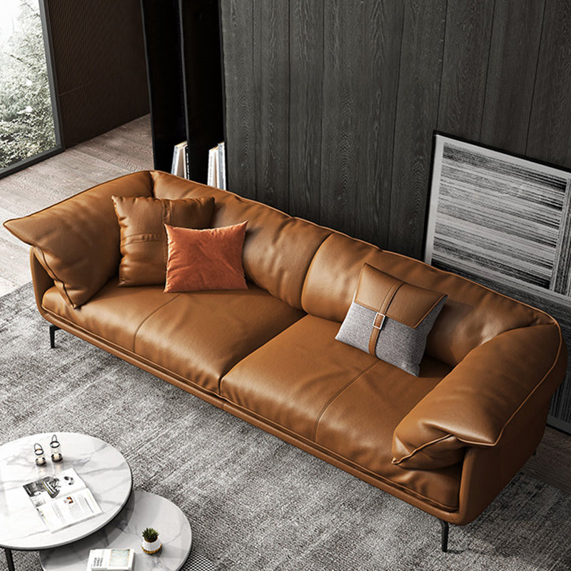 Scandinavian Orange Pillow Top Arm Sofa/Sectionals with Cushions Metal Legs