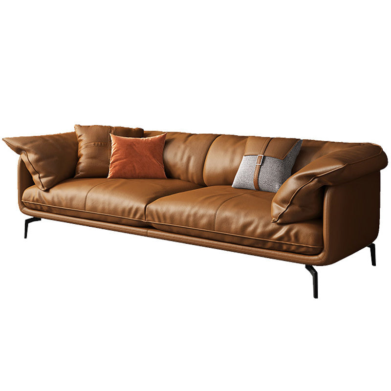 Scandinavian Orange Pillow Top Arm Sofa/Sectionals with Cushions Metal Legs