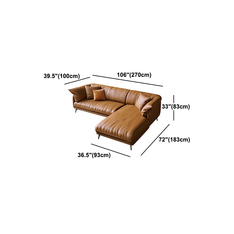 Scandinavian Orange Pillow Top Arm Sofa/Sectionals with Cushions Metal Legs