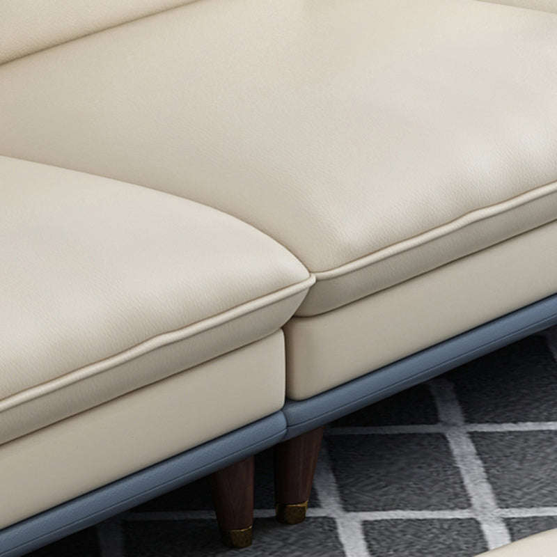 Leather Pillow Top Arm Sofa 37.4"High Cushion Back Sectional Sofa with Storage