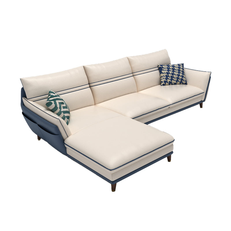 Leather Pillow Top Arm Sofa 37.4"High Cushion Back Sectional Sofa with Storage