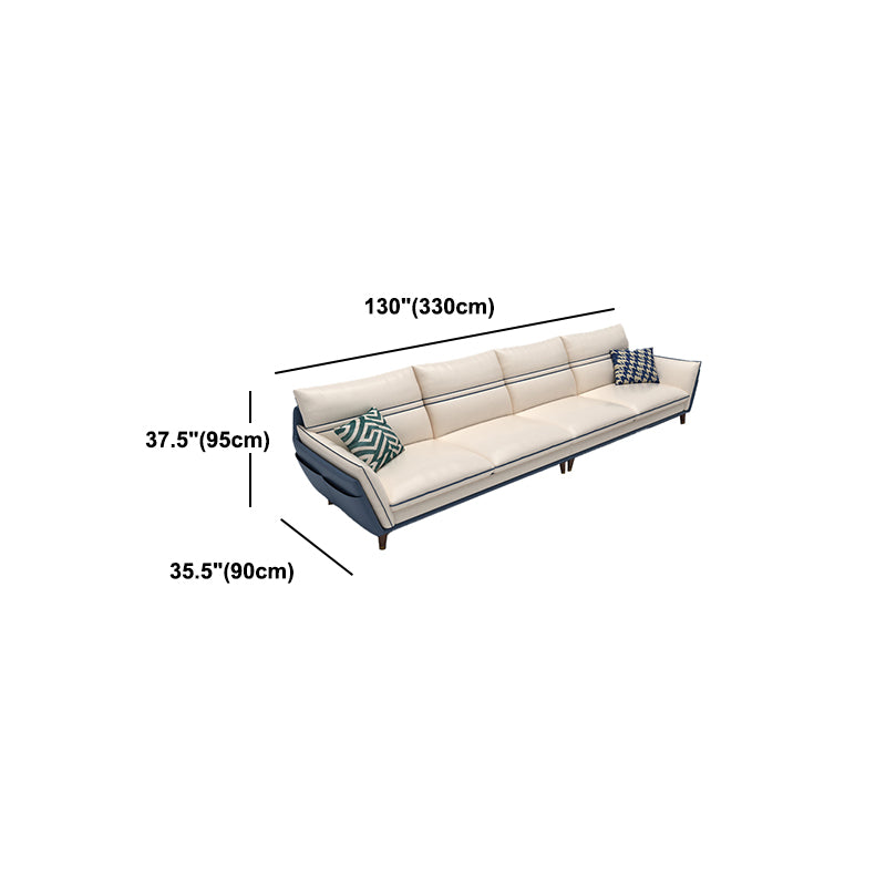 Leather Pillow Top Arm Sofa 37.4"High Cushion Back Sectional Sofa with Storage