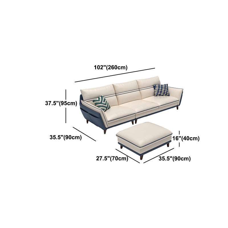 Leather Pillow Top Arm Sofa 37.4"High Cushion Back Sectional Sofa with Storage