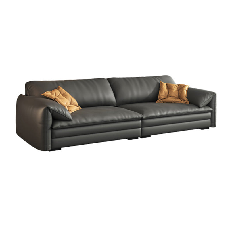 Stationary Stain Resistant Genuine Leather Pillow Top Arm Seating