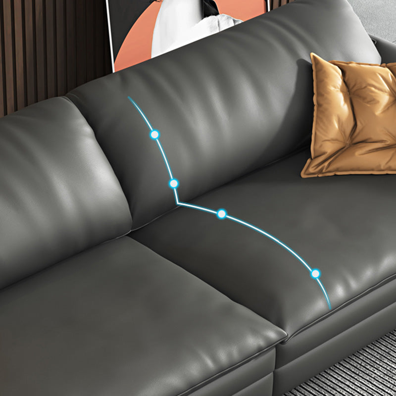 Stationary Stain Resistant Genuine Leather Pillow Top Arm Seating