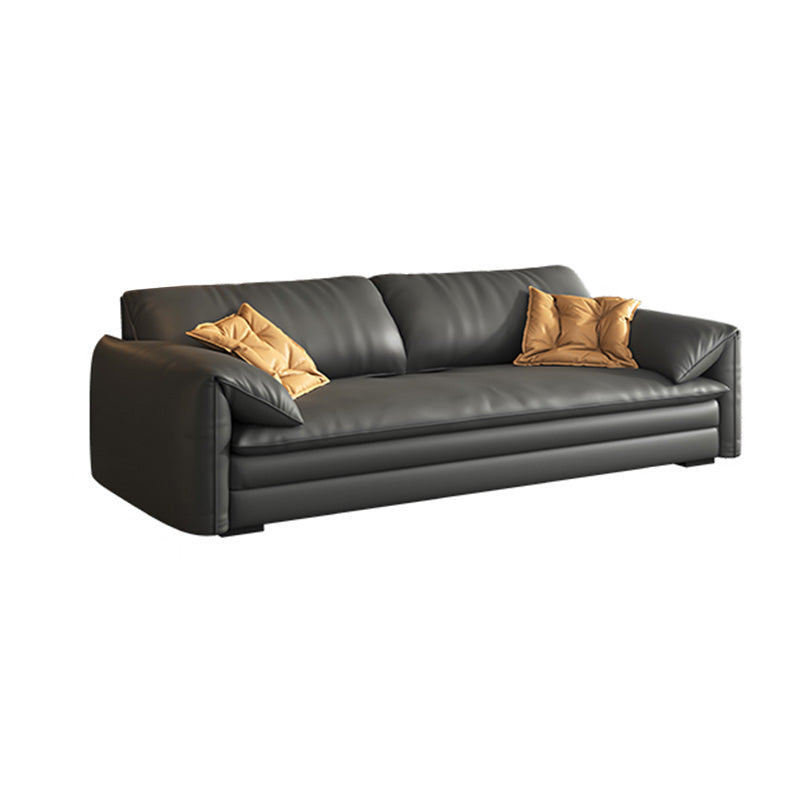 Stationary Stain Resistant Genuine Leather Pillow Top Arm Seating