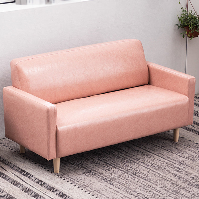Leather and Linen Standard Tight Back Square Arm Settee Couch