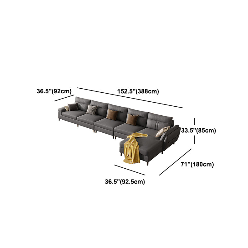 Fabric Pillow Top Arm Sectional Sofa 33.46"High Cushion Back Sofa with Storage
