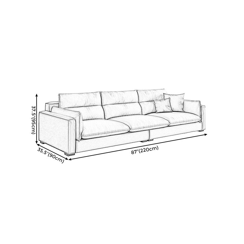Stain Resistant Beige Stationary Faux Leather Living Room Square Arm Seating