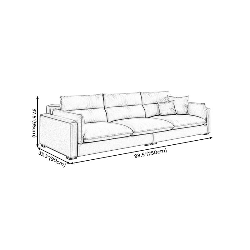 Stain Resistant Beige Stationary Faux Leather Living Room Square Arm Seating