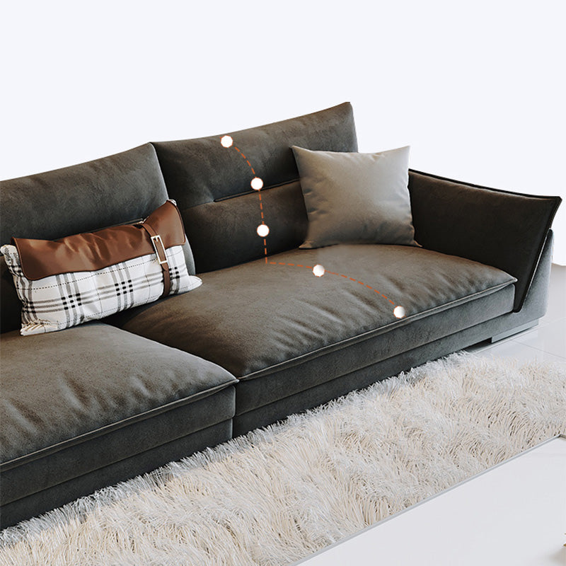 Stationary Living Room Pillow Top Arm Standard Cushions Dark Gray Settee