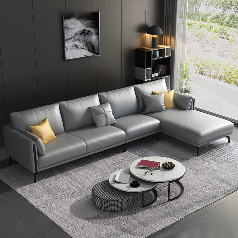 Gray Faux Leather Straight Arm Sofa/Sectionals with water proof for Living Room