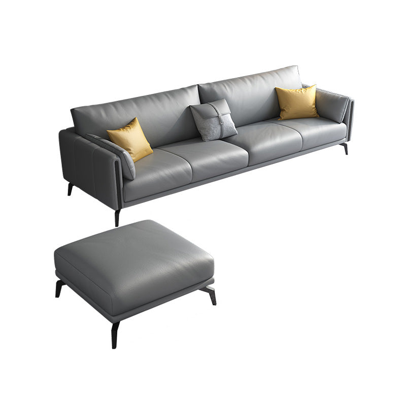 Gray Faux Leather Straight Arm Sofa/Sectionals with water proof for Living Room