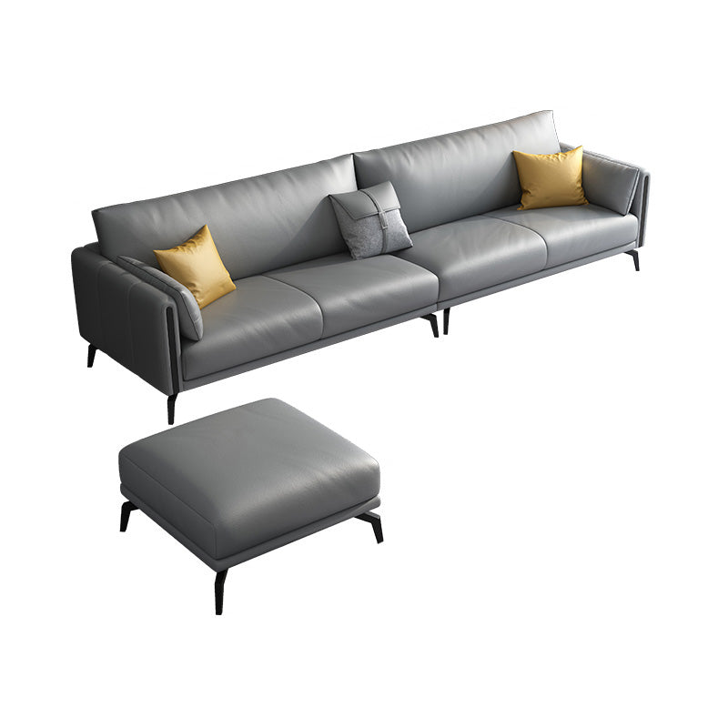 Gray Faux Leather Straight Arm Sofa/Sectionals with water proof for Living Room