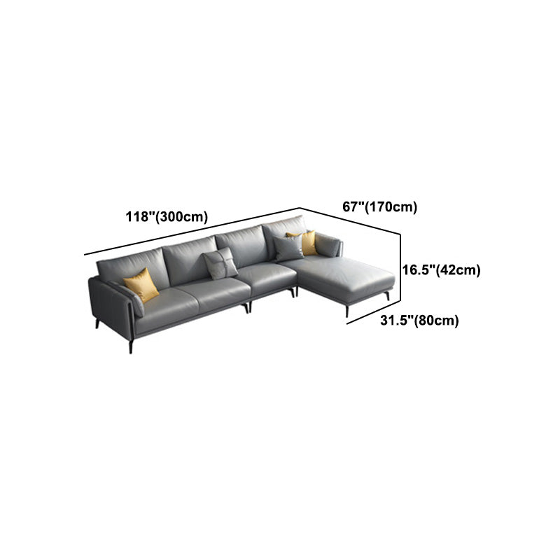 Gray Faux Leather Straight Arm Sofa/Sectionals with water proof for Living Room